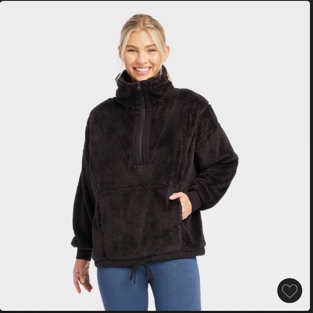 NWT Women's High Pile Fleece 1/2 Zip
Pullover - JoyLab™ Black S